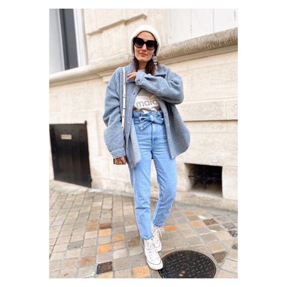 NEW ZARA Asymmetrical Hem Oversized Ribbed Shirt Jacket XS Grey - Picture 1 of 8